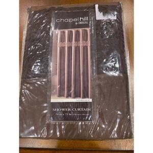 NIB Chapel Hill Croscill Mariage SC Shower Curtain Chocolate Brown Ruffle Stripe